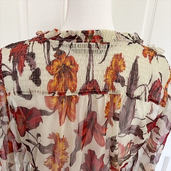 Zara Floral Ruffle Sheer Top - Picture 6 of 8